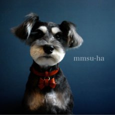 mmsu-ha 首輪 オーダー/ シュナウザー/FURICO RIBBON COLLAR /リボンサイズ：NORMAL　リボン色：ブラウン　首輪色：ブラウン