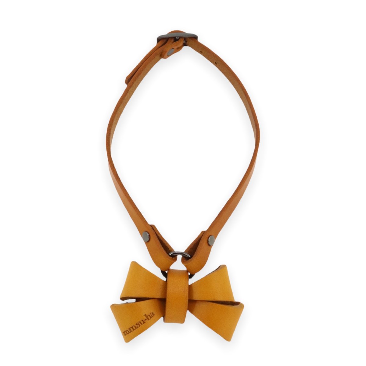 mmsu-haオリジナルレザーリボンネックレス迷子札/犬用
