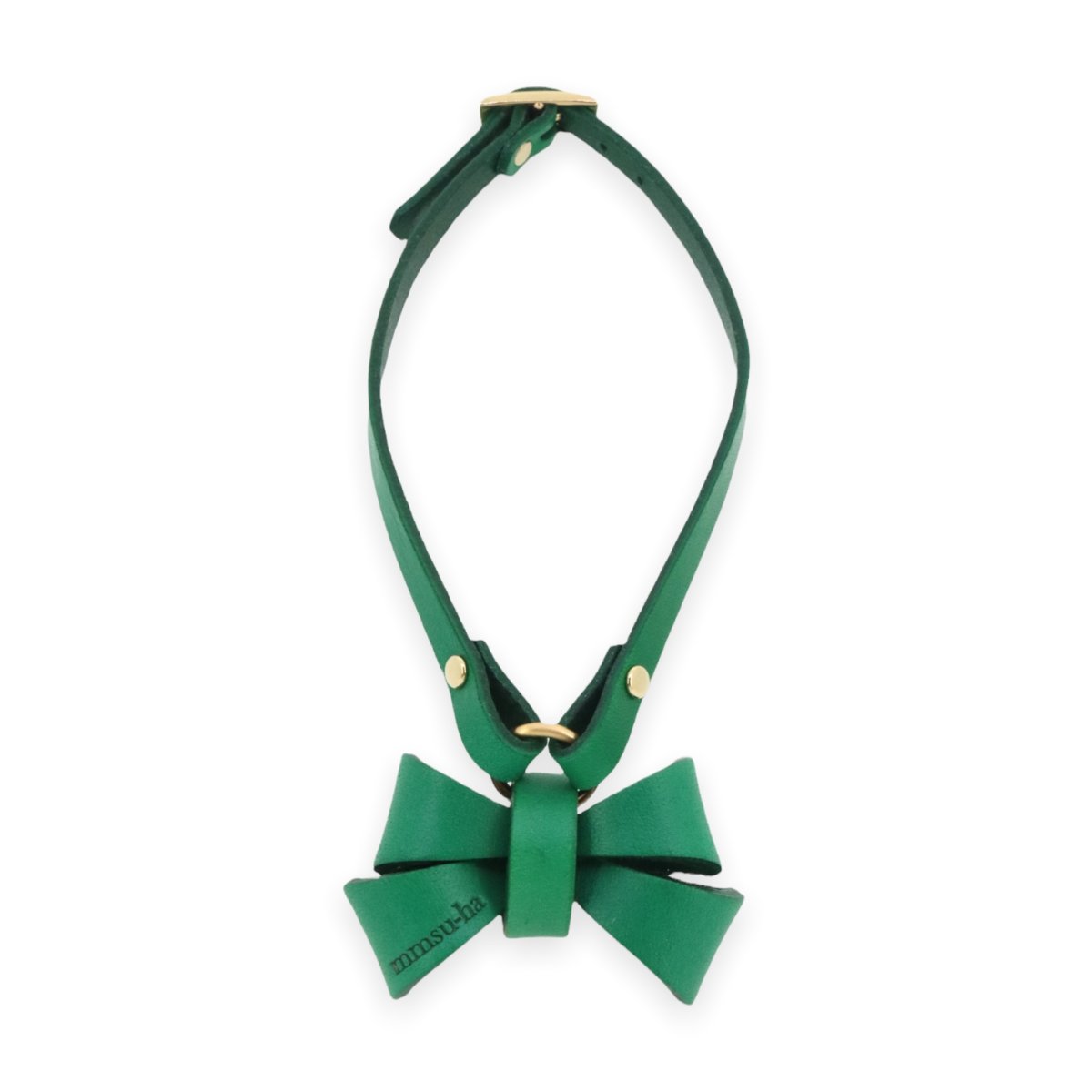 mmsu-haオリジナルレザーリボンネックレス迷子札/犬用