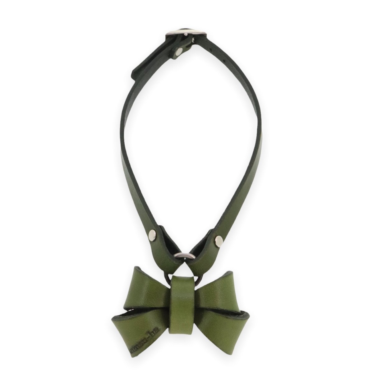 mmsu-haオリジナルレザーリボンネックレス迷子札/犬用