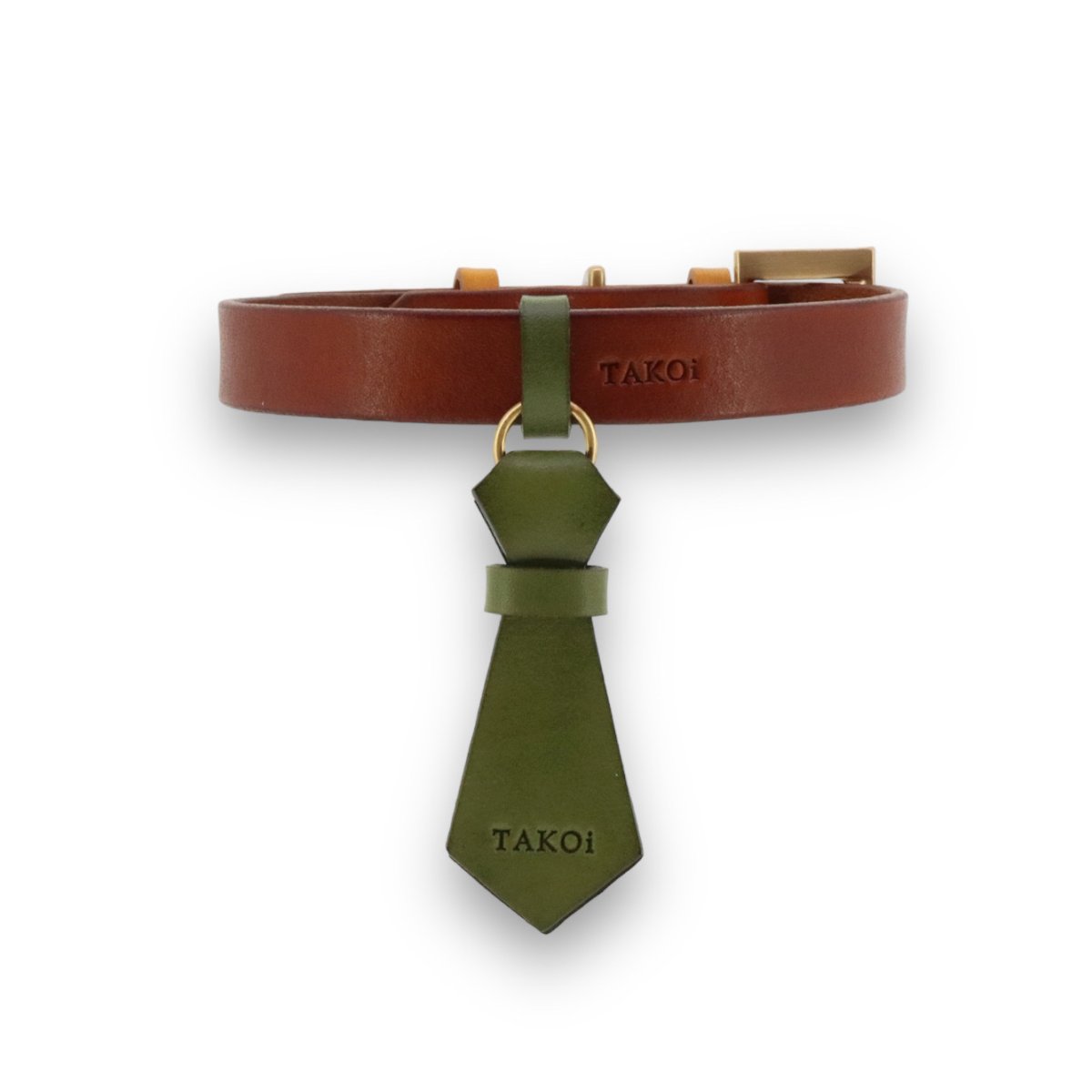 mmsu-ha 首輪色:ブラウン 金具:ゴールド タイ:カーキ ツリカン:カーキ サルカン:マスタード 刻印:あり