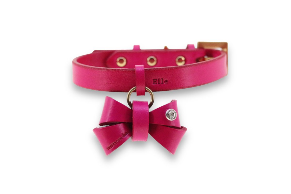 mmsu-ha エムエムスーハ FURICO RIBBON COLLAR首輪色:ピンク リボン:ピンク ツリカン:ピンク サルカン:ピンク 刻印:あり