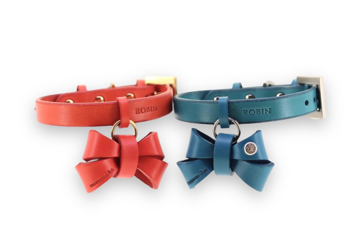 mmsu-ha エムエムスーハ FURICO RIBBON COLLAR首輪色:オレンジ/ターコイズ リボン:オレンジ/ターコイズ ツリカン:オレンジ/ターコイズ サルカン:オレンジ/ターコイズ 刻印:あり