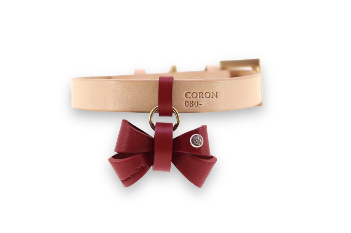 mmsu-ha エムエムスーハ FURICO RIBBON COLLAR首輪色:ナチュラル リボン:レッド ツリカン:レッド サルカン:ナチュラル 刻印:あり