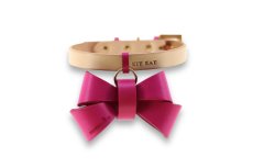 mmsu-ha エムエムスーハ FURICO RIBBON COLLAR首輪色:ナチュラル リボン:ピンク ツリカン:ピンク サルカン:ピンク 刻印:あり