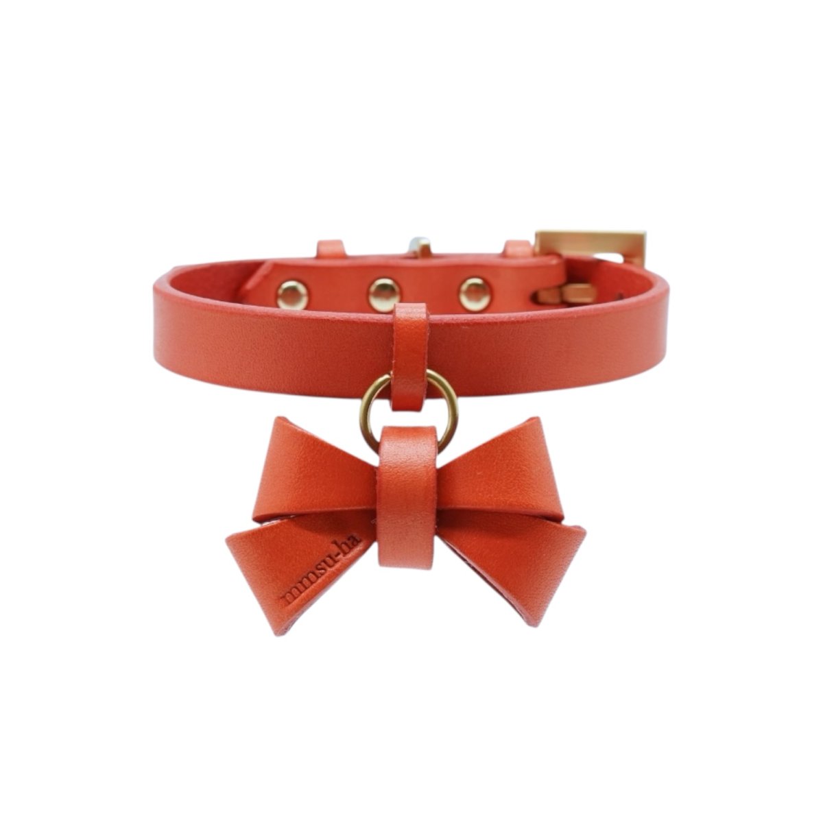 画像1: 【期間限定/Orange Limited】 レザーFURICO RIBBON 首輪【レザーオーダー】 (1)