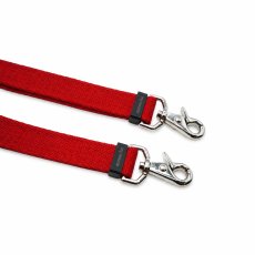 2頭引きリード幅：20mm/色：レッド/金具色：シルバー