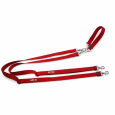 2頭引きリード幅：20mm/色：レッド/金具色：シルバー