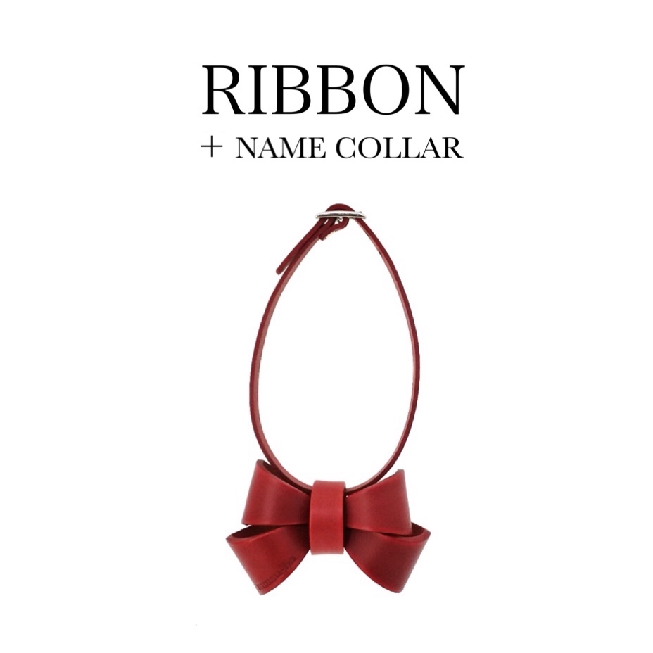 RIBBON ＋ NAME COLLAR/迷子札【レザーオーダー】